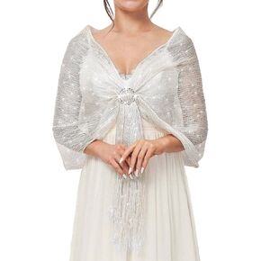 Aukmla Shawls and Wraps for Evening Dresses Party Scarf with Crystal Buckle Weddings Accessories for Bride and Bridesmaids