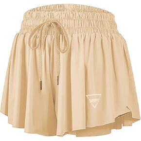 Womens 2 in 1 Flowy Athletic Shorts with Pocket Butterfly Running Workout Shorts Sweat Spandex Lounge Gym Yoga Summer Skirts in Saudi Arabia