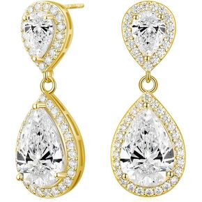 EAMTI أقراط متدلية فضية للنساء زركون دمعة أقراط الزفاف 925 فضة آخر حجر الراين القرط in Kuwait