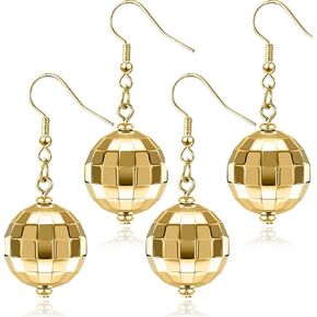 Adoshine Disco Ball Earrings for Women Silver Gold Disco Mirrorball Earrings Perfect for 70s outfits Dance Party Costume Accessories in Saudi Arabia