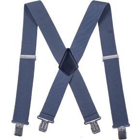 AWAYTR Men Utility Suspenders Adjustable Elastic - Heavy Duty 2 Inch Wide X Shape Strong Clip Suspender in Kuwait