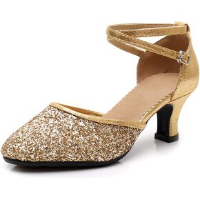أحذية الرقص اللاتيني النسائية اللامعة من SWDZM بمقدمة مغلقة ومزينة بالترتر وقاعات الرقص السالسا والتانجو الحديثة لممارسة الأداء والحفلات الراقصة، موديل DY-LS in Kuwait