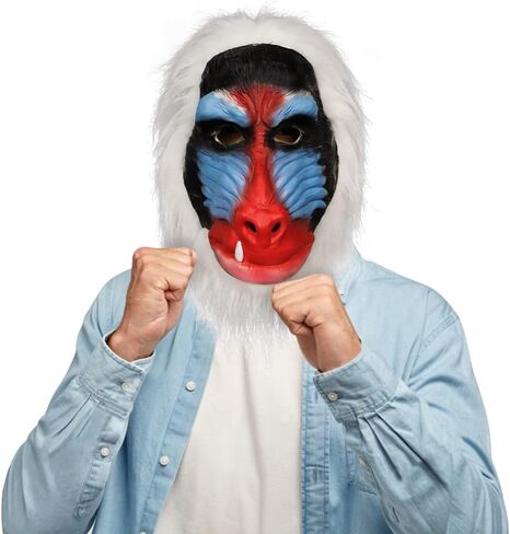 ديمي شاركي لطيف كاو قناع هالوين زي حفلة حيوان كامل الرأس كوزبلاي بروبس لاتكس للبالغين (بابون) in Kuwait