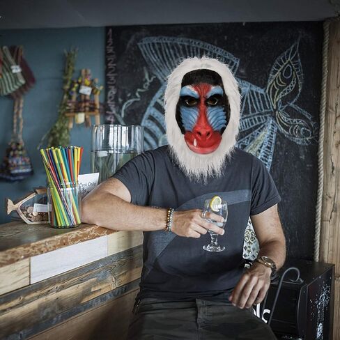 ديمي شاركي لطيف كاو قناع هالوين زي حفلة حيوان كامل الرأس كوزبلاي بروبس لاتكس للبالغين (بابون) in Kuwait