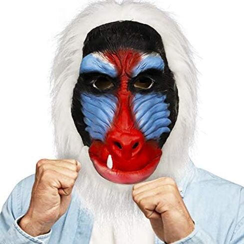 ديمي شاركي لطيف كاو قناع هالوين زي حفلة حيوان كامل الرأس كوزبلاي بروبس لاتكس للبالغين (بابون) in Kuwait