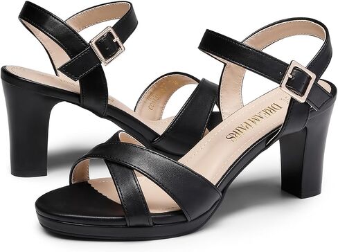 DREAM PAIRS Women's Chunky Heel Sandals | Open Toe Ankle Strap Sandals, Block Platform High Shoes, Comfortable Sparkly Pump Dance Party Shoes for Teens Prom in Saudi Arabia