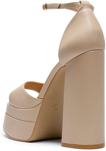 DREAM PAIRS Women's Platform Chunky Heel Sandals | All DaY Standing Ankle Strap Block Summer Shoes, with Sexy Open Square Toe High Heels, Wedding Party Dressy Pumps Sandals in Saudi Arabia