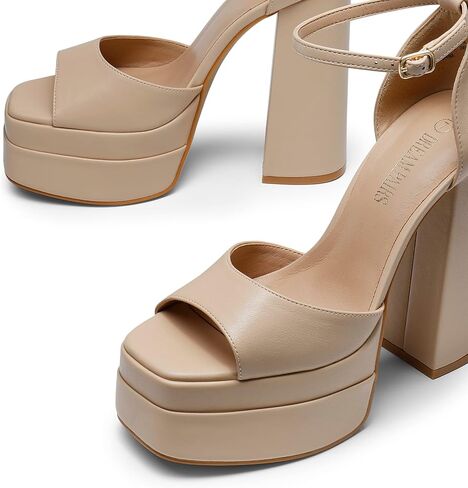 DREAM PAIRS Women's Platform Chunky Heel Sandals | All DaY Standing Ankle Strap Block Summer Shoes, with Sexy Open Square Toe High Heels, Wedding Party Dressy Pumps Sandals in Saudi Arabia