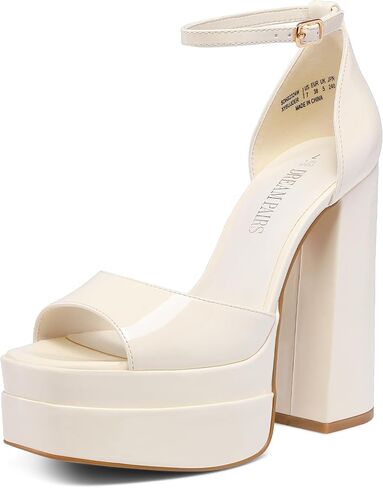 DREAM PAIRS Women's Platform Chunky Heel Sandals | All DaY Standing Ankle Strap Block Summer Shoes, with Sexy Open Square Toe High Heels, Wedding Party Dressy Pumps Sandals in Kuwait