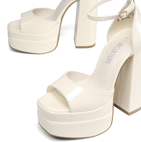 DREAM PAIRS Women's Platform Chunky Heel Sandals | All DaY Standing Ankle Strap Block Summer Shoes, with Sexy Open Square Toe High Heels, Wedding Party Dressy Pumps Sandals in Kuwait