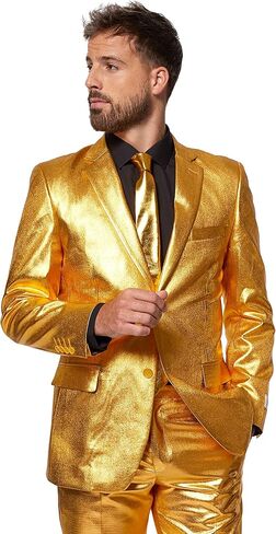 بدلة الحفلات الرجالية من Opsuits - أزياء حفلات رأس السنة وعيد الميلاد - معدنية - تتضمن سترة متطابقة - بنطال - ربطة عنق in Kuwait