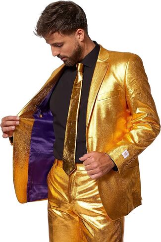 بدلة الحفلات الرجالية من Opsuits - أزياء حفلات رأس السنة وعيد الميلاد - معدنية - تتضمن سترة متطابقة - بنطال - ربطة عنق in Kuwait