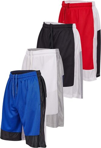 Mens Basketball Shorts with Pockets, Active Athletic Performance Gym Workout Shorts for Men Workout Shorts, 4 Pack in Kuwait