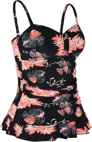 Mycoco Women's Swim Top Padded Ruffle Hem Shirred Swimwear Tankini Swimsuit Top in Kuwait