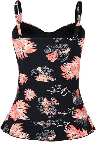 Mycoco Women's Swim Top Padded Ruffle Hem Shirred Swimwear Tankini Swimsuit Top in Kuwait