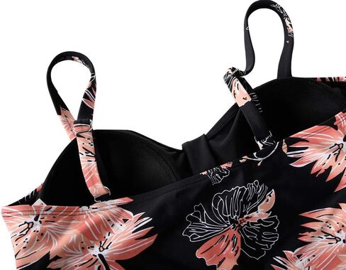 Mycoco Women's Swim Top Padded Ruffle Hem Shirred Swimwear Tankini Swimsuit Top in Kuwait