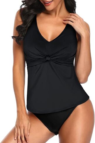 Septangle Women's Tankini Swimsuits Twist Front Bathing Suit V Neck Swimwear in Saudi Arabia