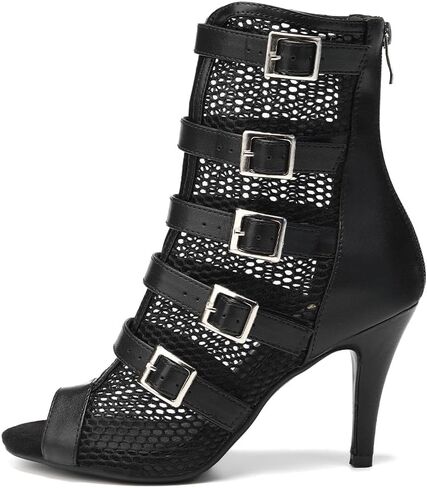 أحذية الرقص النسائية VCIXXVCE ذات الكعب العالي مع سحاب مفتوح عند الأصابع لقاعة الرقص السالسا للكاحل in Kuwait