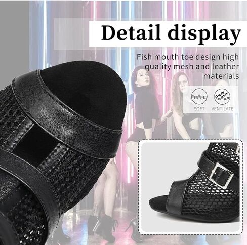 أحذية الرقص النسائية VCIXXVCE ذات الكعب العالي مع سحاب مفتوح عند الأصابع لقاعة الرقص السالسا للكاحل in Kuwait