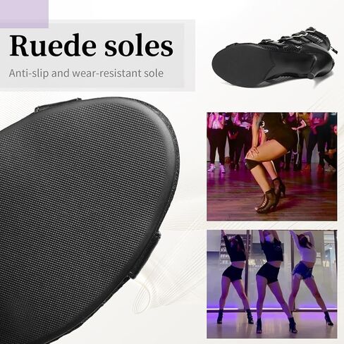 أحذية الرقص النسائية VCIXXVCE ذات الكعب العالي مع سحاب مفتوح عند الأصابع لقاعة الرقص السالسا للكاحل in Kuwait