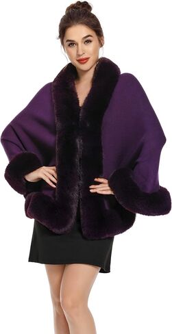 ZLYC Women Winter Faux Fur Shawl Stole Warm Wrap Cape in Saudi Arabia