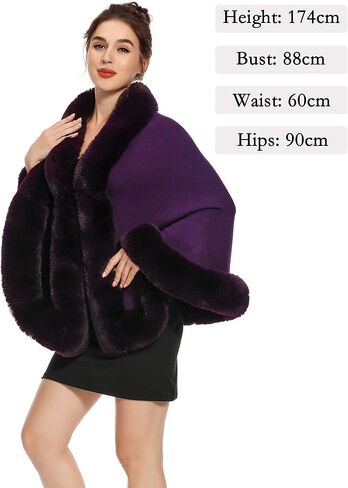 ZLYC Women Winter Faux Fur Shawl Stole Warm Wrap Cape in Saudi Arabia