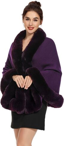 ZLYC Women Winter Faux Fur Shawl Stole Warm Wrap Cape in Saudi Arabia