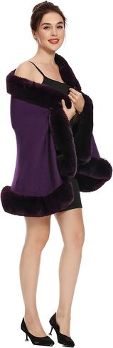 ZLYC Women Winter Faux Fur Shawl Stole Warm Wrap Cape in Saudi Arabia