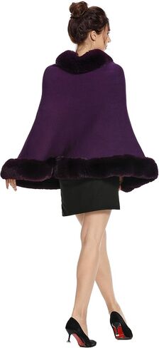 ZLYC Women Winter Faux Fur Shawl Stole Warm Wrap Cape in Saudi Arabia