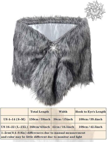 EASEDAILY Women's Fur Shawls and Wraps Wedding Fur Scarf Faux Bridal Fur Stole with Brooch for Brides and Bridesmaids in Kuwait