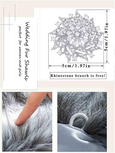 EASEDAILY Women's Fur Shawls and Wraps Wedding Fur Scarf Faux Bridal Fur Stole with Brooch for Brides and Bridesmaids in Kuwait