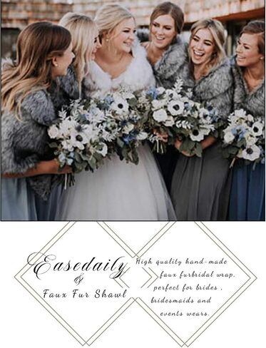 EASEDAILY Women's Fur Shawls and Wraps Wedding Fur Scarf Faux Bridal Fur Stole with Brooch for Brides and Bridesmaids in Kuwait