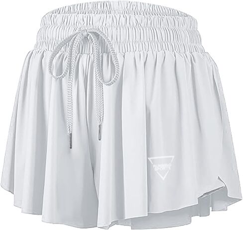 Womens 2 in 1 Flowy Athletic Shorts with Pocket Butterfly Running Workout Shorts Sweat Spandex Lounge Gym Yoga Summer Skirts in Saudi Arabia