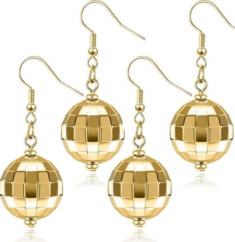 Adoshine Disco Ball Earrings for Women Silver Gold Disco Mirrorball Earrings Perfect for 70s outfits Dance Party Costume Accessories in Kuwait