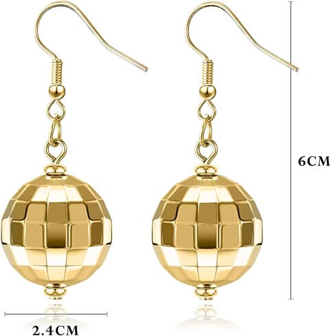 Adoshine Disco Ball Earrings for Women Silver Gold Disco Mirrorball Earrings Perfect for 70s outfits Dance Party Costume Accessories in Kuwait