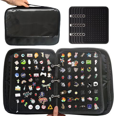 Mi Ya Mi Lai 6Blue binder+5Black Space Page,Large Transparenter Pin Books For Collectors, Enamel Pin Display Pages Pin Carrying Case, Travel Pins Display Bag(6Blue binder+5Black Spaces,Bag Only) in Kuwait