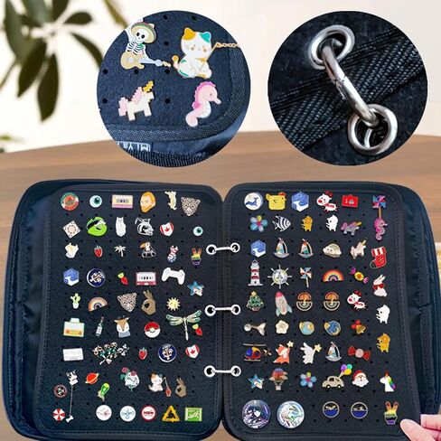 Mi Ya Mi Lai 6Blue binder+5Black Space Page,Large Transparenter Pin Books For Collectors, Enamel Pin Display Pages Pin Carrying Case, Travel Pins Display Bag(6Blue binder+5Black Spaces,Bag Only) in Kuwait