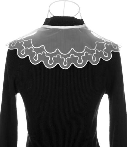 Elerevyo Detachable Fake Collar, Semi-Sheer Embroidery Mini Cape Choker Neck Ruff Dickey Collar for Women Blouse in Kuwait