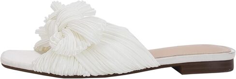 VETASTE Women's Pleated Bow Flat Sandals Open Square Toe Slip on Slide Sandals in Saudi Arabia