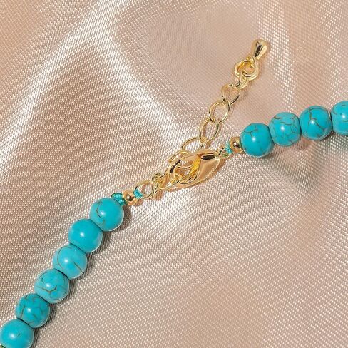 كاولاين عقد بقلادة من اللؤلؤ الباروكي، سلسلة تركواز، سلك ذهبي عيار 18 قيراط ملفوف يدويا بنمط بوهيمي قابل للتعديل، مجوهرات عصرية لعيد الحب للنساء والفتيات والام in Kuwait