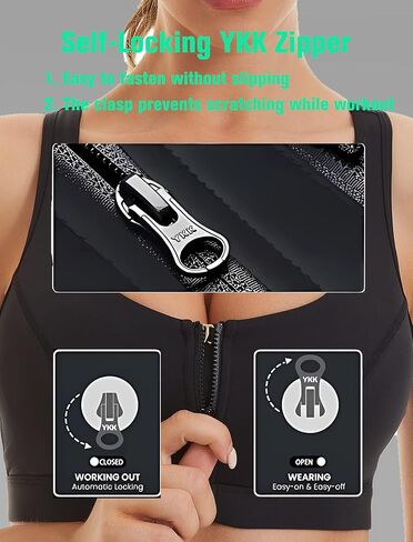 حمالة صدر رياضية للسيدات من ANGABRIEL مع سحاب للإغلاق وظهر متقاطع، حمالات صدر لاسلكية، قماش مطاطي بأربعة اتجاهات مع مبطن قابل للإزالة in Kuwait