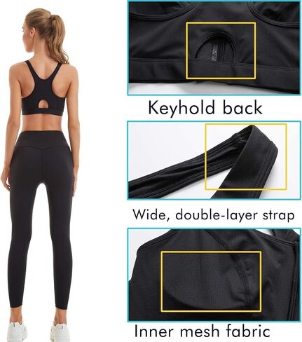 حمالة صدر رياضية للسيدات من ANGABRIEL مع سحاب للإغلاق وظهر متقاطع، حمالات صدر لاسلكية، قماش مطاطي بأربعة اتجاهات مع مبطن قابل للإزالة in Kuwait