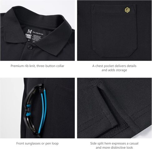 قميص بولو عالي الأداء للرجال من Lightbare، قمصان بيكيه التكتيكية سريعة الجفاف، قمصان التنزه سيرًا على الأقدام وصيد الأسماك والجولف UPF 50 in Kuwait