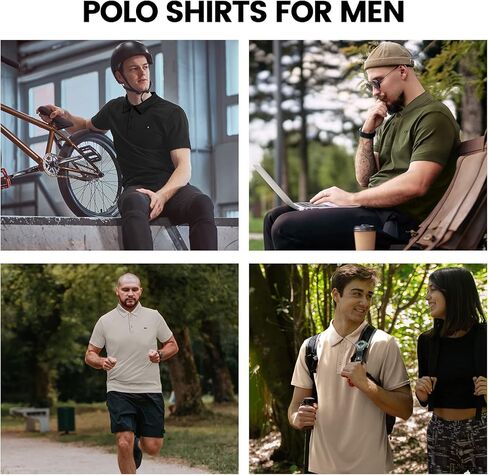 قمصان Nepest للرجال ذات تصميم جاف Tech Polo بأكمام قصيرة بياقة لرياضة الجولف والتنس والمشي لمسافات طويلة في الهواء الطلق كاجوال، بوليستر عالي الأداء in Kuwait