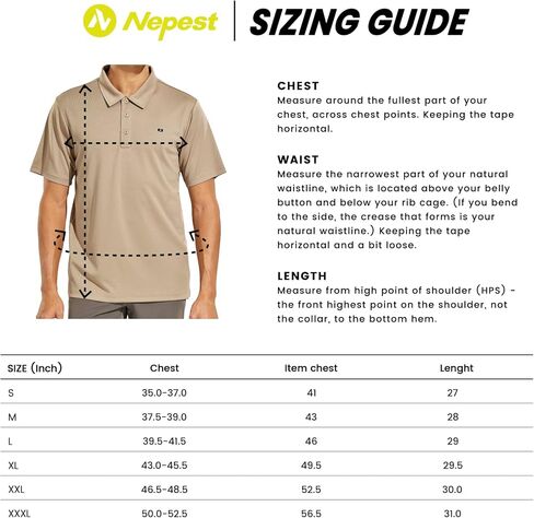 قمصان Nepest للرجال ذات تصميم جاف Tech Polo بأكمام قصيرة بياقة لرياضة الجولف والتنس والمشي لمسافات طويلة في الهواء الطلق كاجوال، بوليستر عالي الأداء in Kuwait
