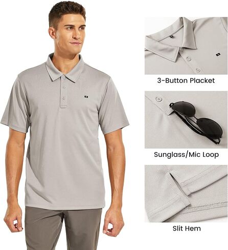 قمصان Nepest للرجال ذات تصميم جاف Tech Polo بأكمام قصيرة بياقة لرياضة الجولف والتنس والمشي لمسافات طويلة في الهواء الطلق كاجوال، بوليستر عالي الأداء in Kuwait