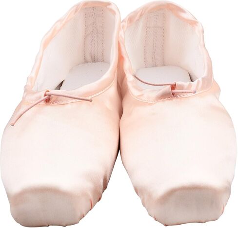 أحذية رقص الباليه من KUKOME أحذية مدببة من الساتان الوردي مع شريط ووسادات لأصابع القدم للسيدات in Kuwait