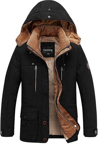 معطف شتوي رجالي سميك ودافئ من Tanming للتزلج على الجليد على الجبال، جاكيت بغطاء للرأس in Kuwait