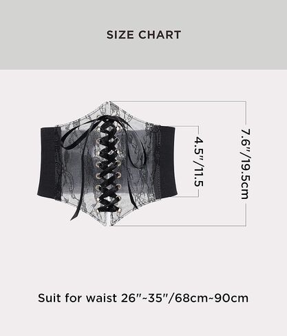 Coucoland Lace Up Corset Belt - Black Vintage Victorian Gothic Pirate Underbust Elastic Waist Cincher Bustier with Straps in Saudi Arabia