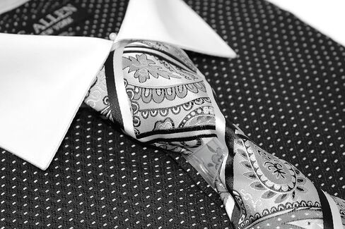 Men's Pin Dot Regular Fit French Cuffs Long Sleeve Dress Shirts with Tie Hanky Cufflinks Combo in Kuwait